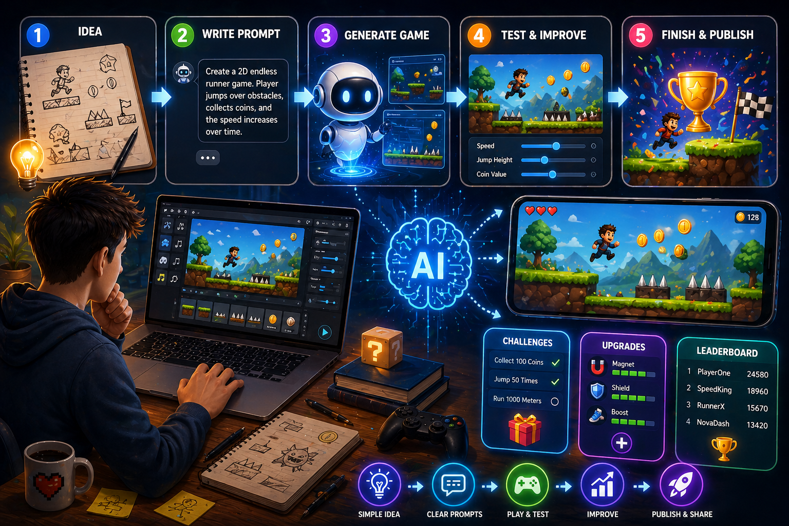 AI game development for beginners step by step guide